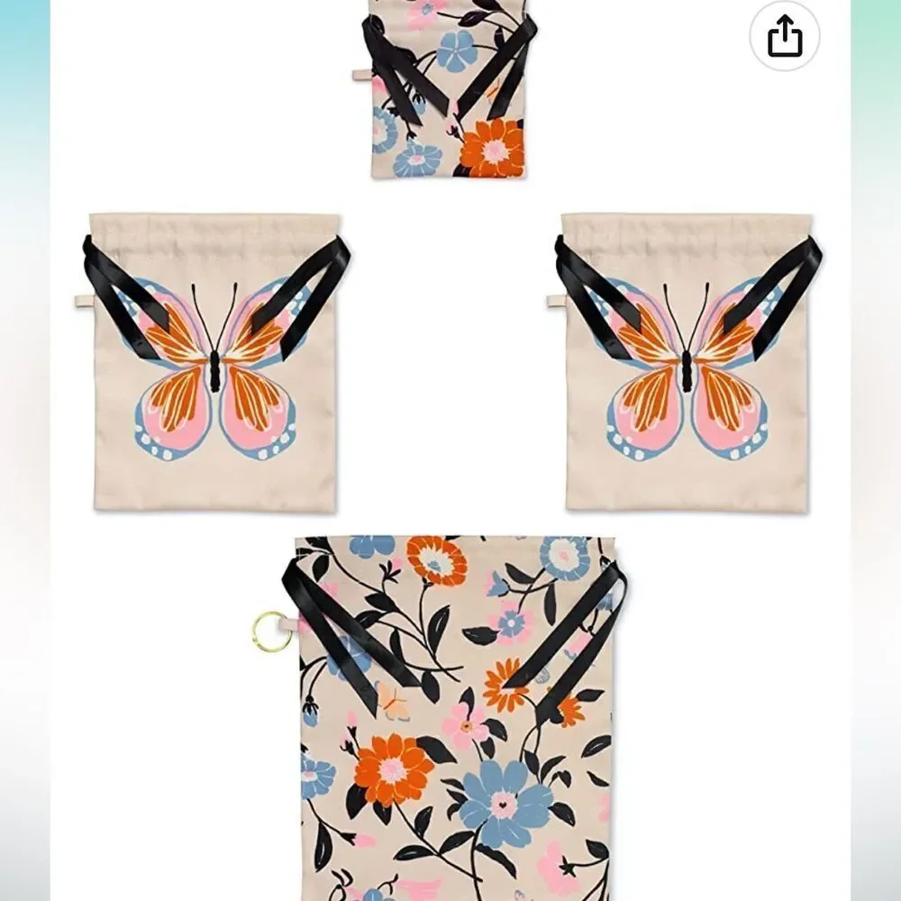 Nwt kate soade cotton packing cubed/fravel bags drawstring 4 piece set